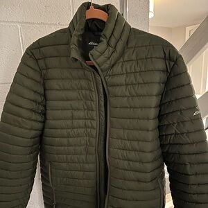 Eddie Bauer Olive Green Quilted Puffer Jacket